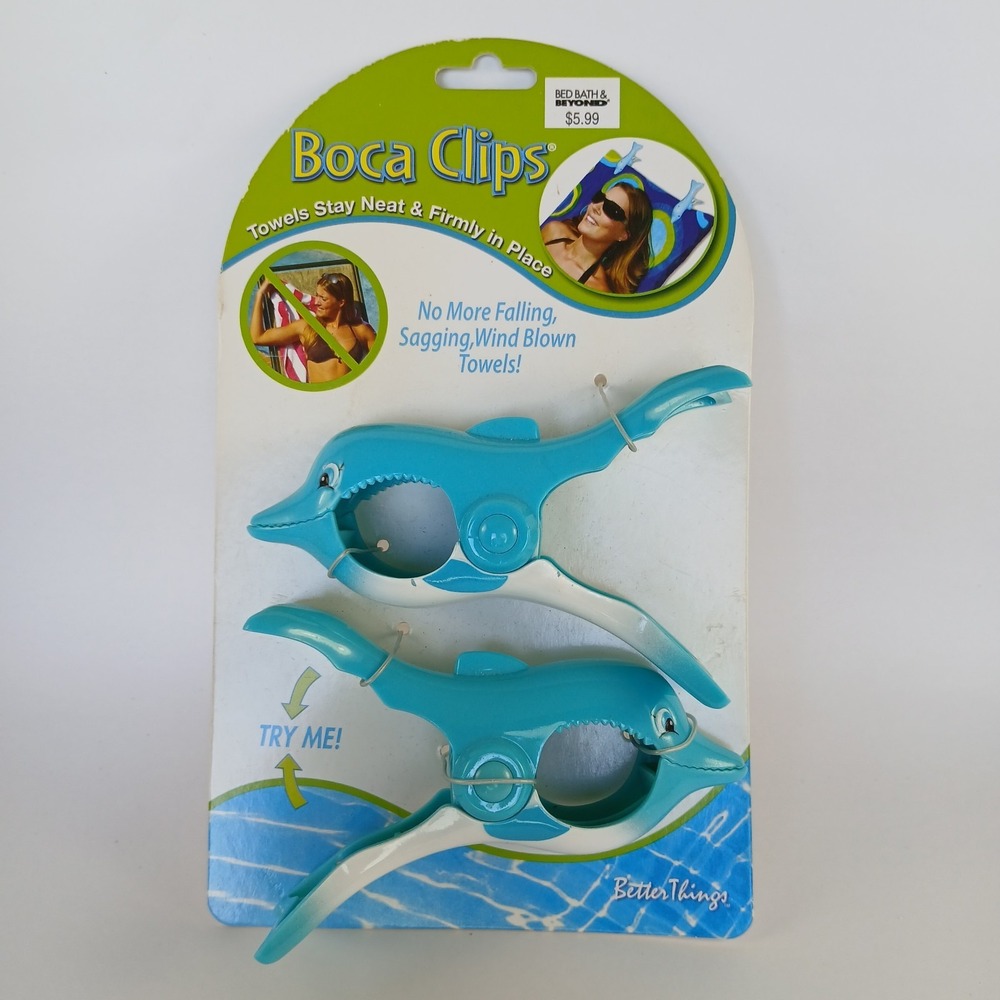 O2COOL Dolphin Boca Beach Towel Clips Set of Two Clips Brand New Package